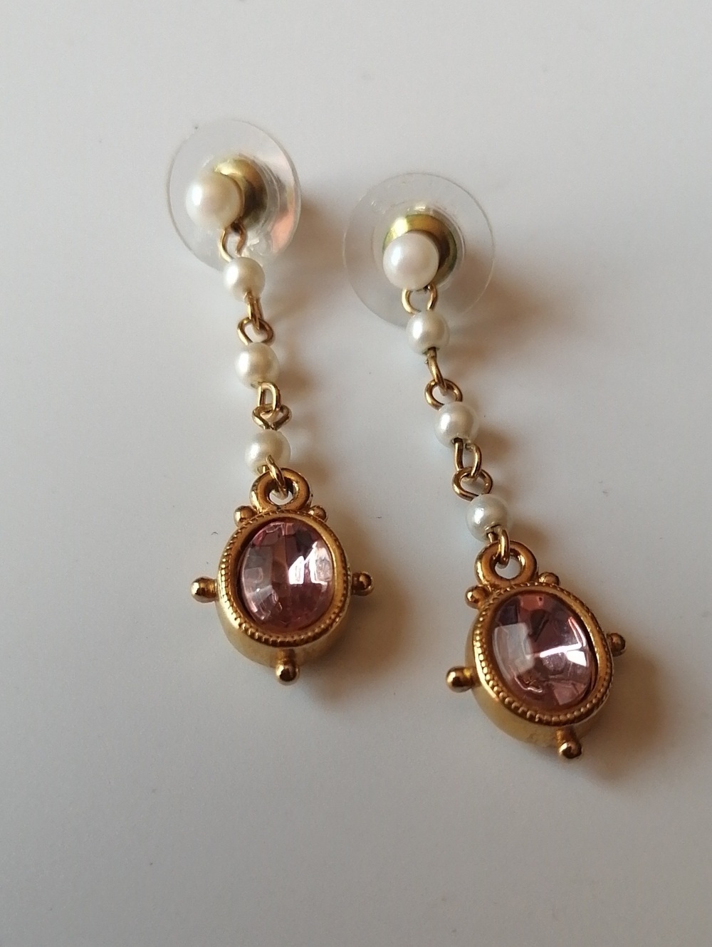 Vintage Avon Faux Pearl Pink Bijou Drop Earrings